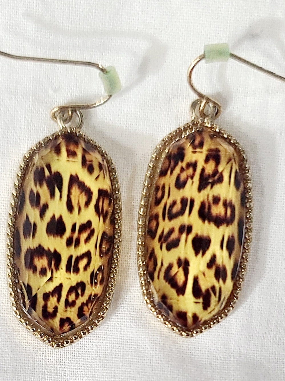 Gold-Tone Leopard Print Dangle Earrings - Yellow/Brown